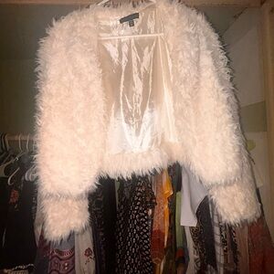 Love culture furry cropped jacket